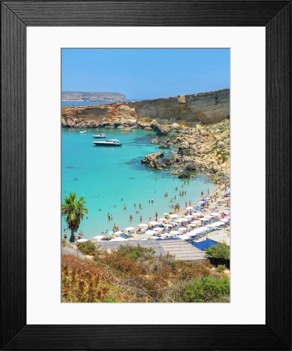 Framed Print : Paradise Bay Beach, Mellieha, Malta Framed Print : Paradise Bay Beach, Mellieha, Malta