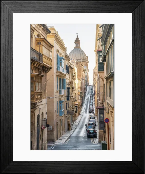 Framed Print : Typical Street Scene in the heart of Valletta, Malta Framed Print : Typical Street Scene in the heart of Valletta, Malta