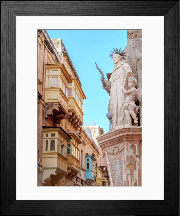 Framed Print : Typical Street Scene in the heart of Valletta with Red British Mail Box, Valletta, Malta Framed Print : Typical Street Scene in the heart of Valletta with Red British Mail Box, Valletta, Malta