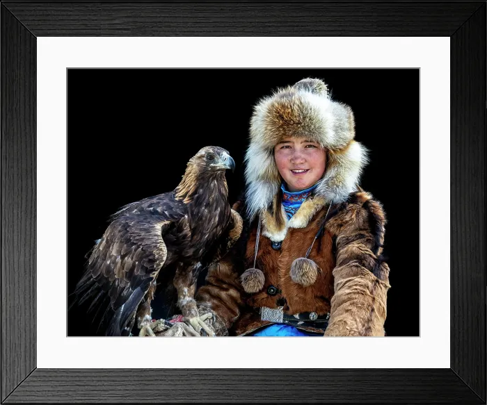 Framed Print : Portrait of a young female Kazakh Eagle Hunter posing with her trained golden eagle, Bayan-Ulgii Province, Western Mongolia, Asia Framed Print : Portrait of a young female Kazakh Eagle Hunter posing with her trained golden eagle, Bayan-Ulgii Province, Western Mongolia, Asia