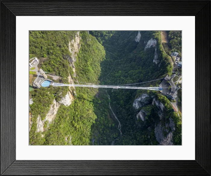 Framed Print : China, Hunan Province, Zhangjiajie, Zhangjiajie Glass Bridge and the Zhangjiajie Great Canyon
