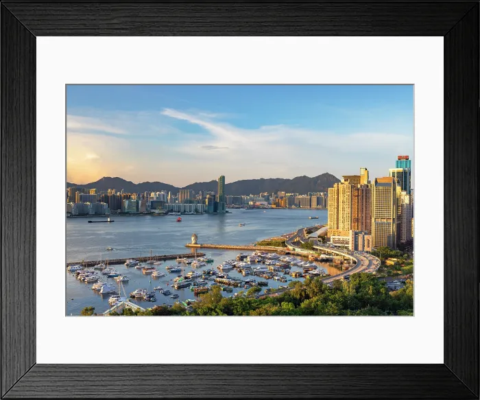 Framed Print : Causeway Bay Typhoon Shelter and Kowloon skyline, Hong Kong, China Framed Print : Causeway Bay Typhoon Shelter and Kowloon skyline, Hong Kong, China