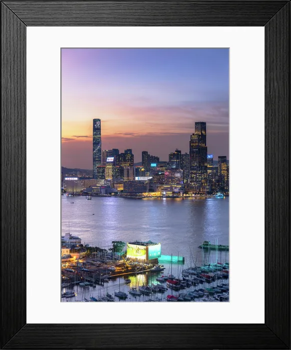 Framed Print : Victoria Harbour and Tsim Sha Tsui skyline at sunset, Hong Kong, China Framed Print : Victoria Harbour and Tsim Sha Tsui skyline at sunset, Hong Kong, China