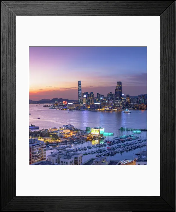 Framed Print : Victoria Harbour and Tsim Sha Tsui skyline at sunset, Hong Kong, China Framed Print : Victoria Harbour and Tsim Sha Tsui skyline at sunset, Hong Kong, China