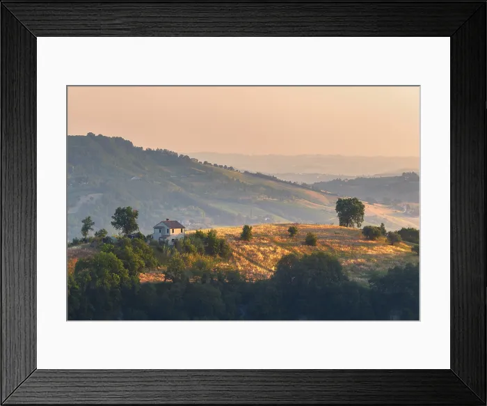 Framed Print : Sunrise on the hills from Piana dei Tramonti, Cupramontana, Ancona province, Marche, Italy