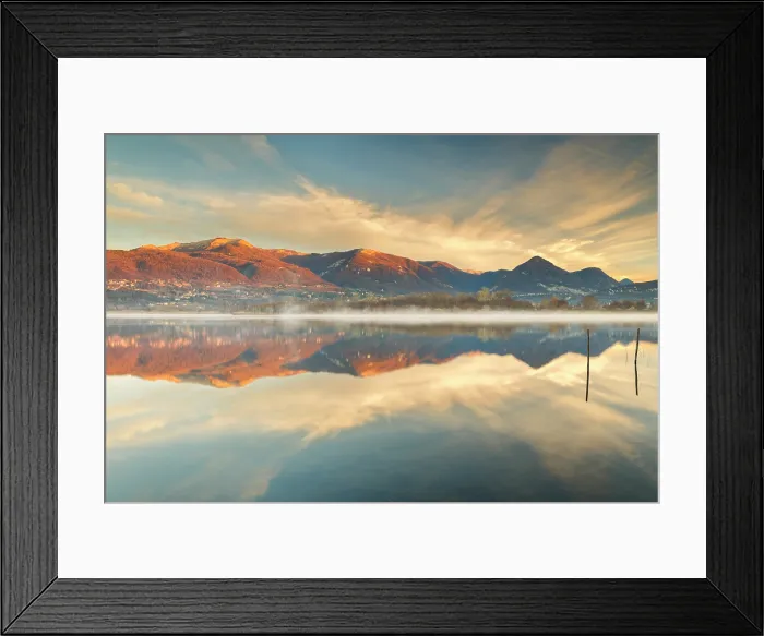Framed Print : Bollettone mount and Como mountains reflected on Alserio lake, Parco regionale della Valle del Lambro, Brianza, Como province, Lombardy, Italy Framed Print : Bollettone mount and Como mountains reflected on Alserio lake, Parco regionale della Valle del Lambro, Brianza, Como province, Lombardy, Italy