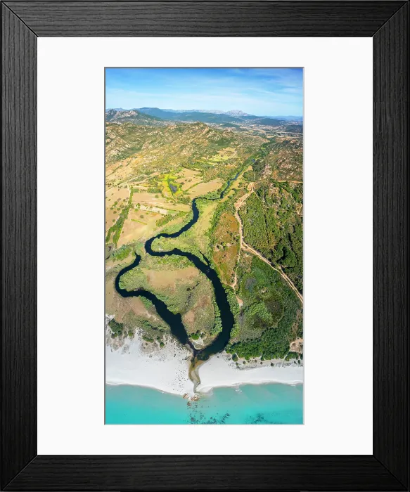 Framed Print : Panoramic Riu Berchida, Berchida beach, Siniscola, Nuoro province, Sardinia, Italy