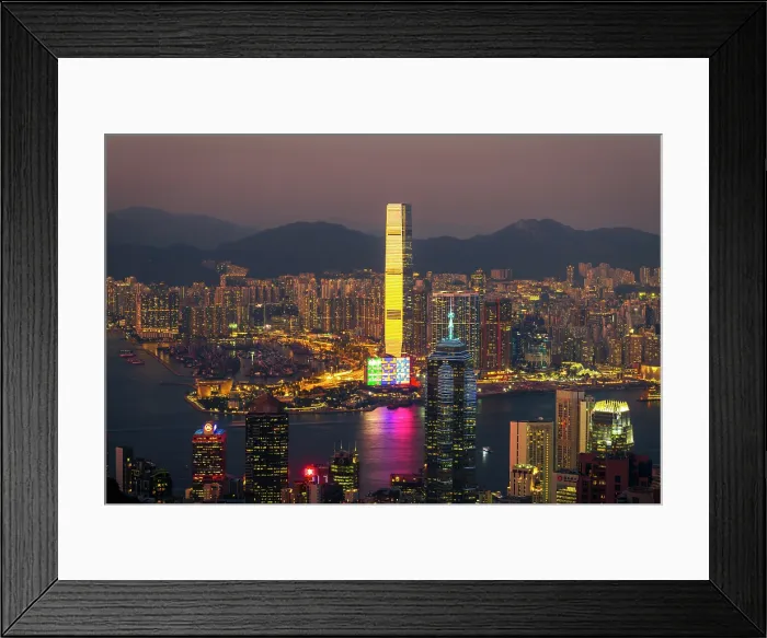 Framed Print : Hong Kong cityscape and International Commerce Centre viewed from Victoria Peak, The Peak, Hong Kong island, Hong Kong, China Framed Print : Hong Kong cityscape and International Commerce Centre viewed from Victoria Peak, The Peak, Hong Kong island, Hong Kong, China