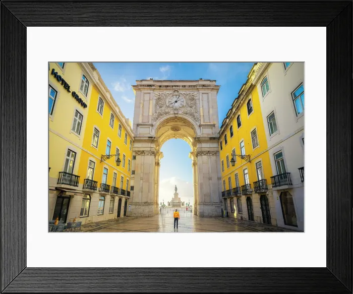 Framed Print : A tourist observes the iconic Arco da Rua Augusta, Baixa, Lisbon, Portugal (MR) Framed Print : A tourist observes the iconic Arco da Rua Augusta, Baixa, Lisbon, Portugal (MR)