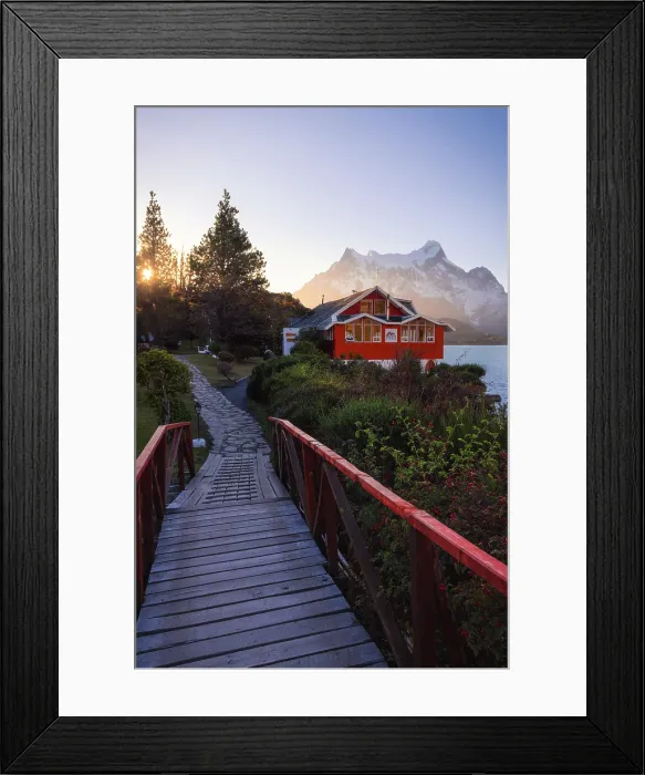 Framed Print : Lake Pehoe and Hosteria Pehoe with Mountains in the background, Torres del Paine NP, Ultima Esperanza, Region de Magallanes y de la Antartica Chilena, Patagonia, Chile Framed Print : Lake Pehoe and Hosteria Pehoe with Mountains in the background, Torres del Paine NP, Ultima Esperanza, Region de Magallanes y de la Antartica Chilena, Patagonia, Chile