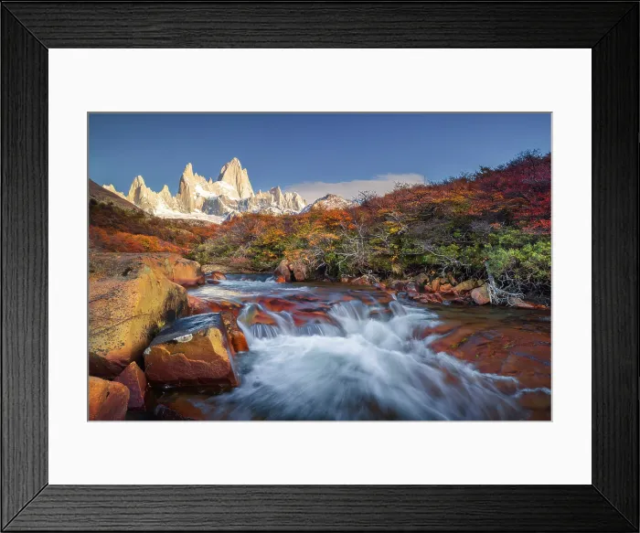 Framed Print : Chorrilo del Salto and Fitz Roy mountain in the background, El Chalten, Parque Nacional Los Glaciares, Santa Cruz, Patagonia, Argentina Framed Print : Chorrilo del Salto and Fitz Roy mountain in the background, El Chalten, Parque Nacional Los Glaciares, Santa Cruz, Patagonia, Argentina