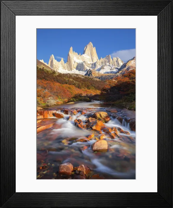 Framed Print : Chorrilo del Salto and Fitz Roy mountain in the background, El Chalten, Parque Nacional Los Glaciares, Santa Cruz, Patagonia, Argentina Framed Print : Chorrilo del Salto and Fitz Roy mountain in the background, El Chalten, Parque Nacional Los Glaciares, Santa Cruz, Patagonia, Argentina
