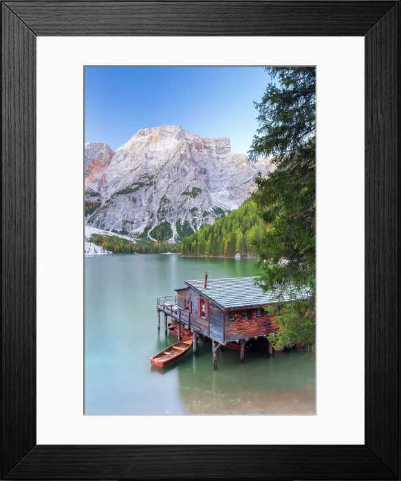 Framed Print : Braies lake in autumn at sunrise. Europe, Italy, South Tyrol, Braies valley, Bolzano province, Braies municipality Framed Print : Braies lake in autumn at sunrise. Europe, Italy, South Tyrol, Braies valley, Bolzano province, Braies municipality