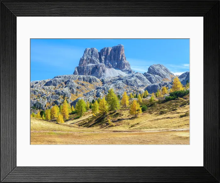 Framed Print : Averau peak from the Passo Falzarego in autumn. Dolomites, Cortina d'Ampezzo, Belluno province, Veneto district, Italy Framed Print : Averau peak from the Passo Falzarego in autumn. Dolomites, Cortina d'Ampezzo, Belluno province, Veneto district, Italy