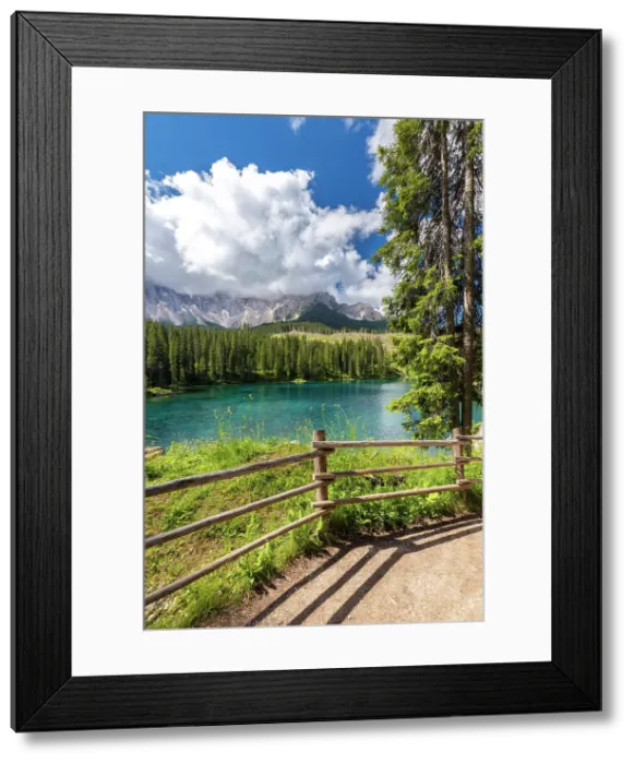 Framed Print : Karersee lake in summer. Carezza, Dolomites, South Tyrol, Trentino Alto Adige, Italy Framed Print : Karersee lake in summer. Carezza, Dolomites, South Tyrol, Trentino Alto Adige, Italy