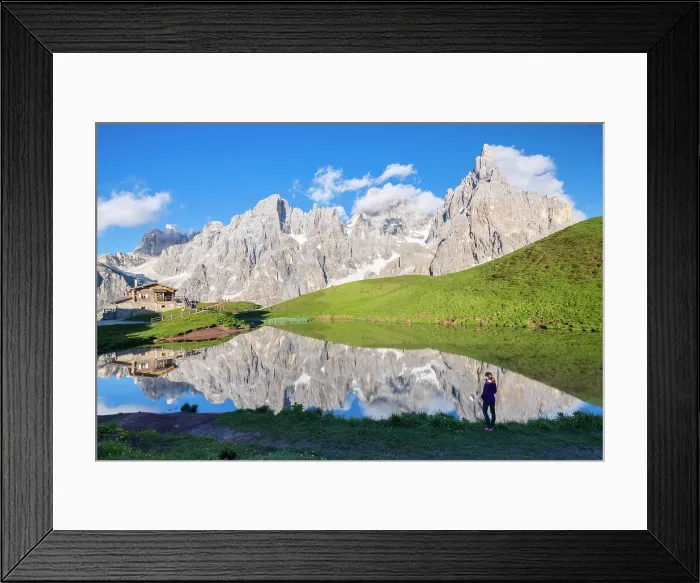 Framed Print : Baita Segantini refuge and Pale di San Martino in Dolomites. Trento province, Trentino Alto Adige, Italy. (MR) Framed Print : Baita Segantini refuge and Pale di San Martino in Dolomites. Trento province, Trentino Alto Adige, Italy. (MR)