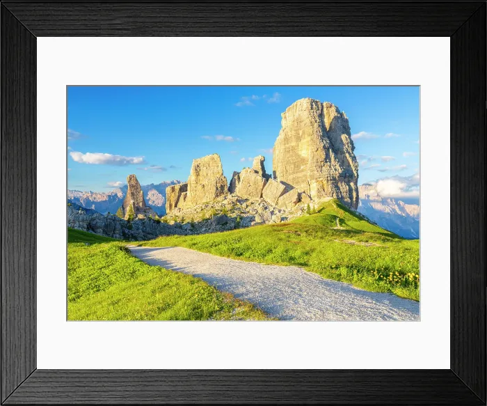 Framed Print : Cinque Torri peak in summer at sunset. Cortina d'Ampezzo, Belluno Province, Veneto District, Italy Framed Print : Cinque Torri peak in summer at sunset. Cortina d'Ampezzo, Belluno Province, Veneto District, Italy