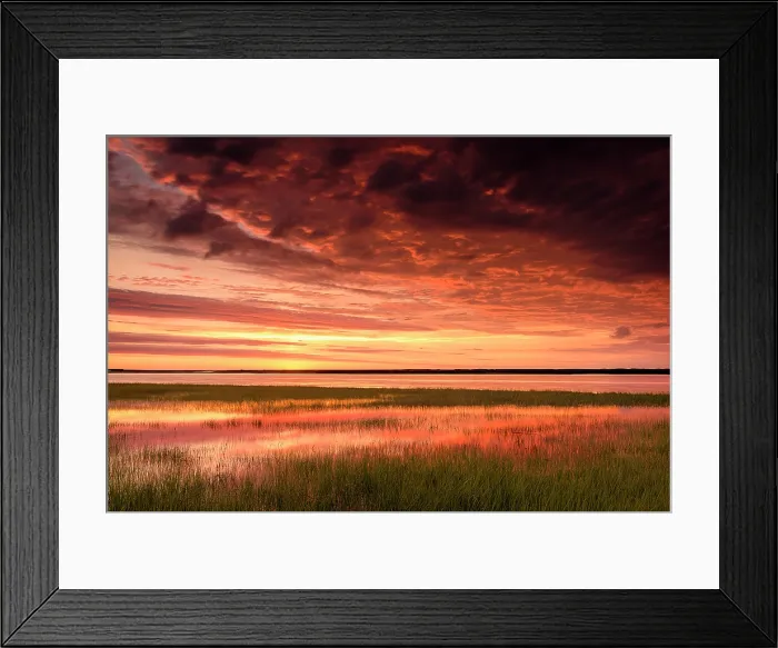 Framed Print : Sunset from marsh at Fort Hill with reflection, Cape Cod, Eastham, Massachusetts, USA Framed Print : Sunset from marsh at Fort Hill with reflection, Cape Cod, Eastham, Massachusetts, USA