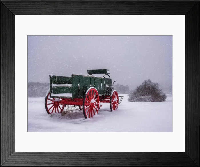 Framed Print : Old farm wagon in snowstorm, Wagon Hill Farm, Durham, New Hampshire, USa Framed Print : Old farm wagon in snowstorm, Wagon Hill Farm, Durham, New Hampshire, USa