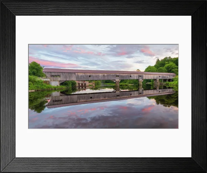 Framed Print : Reflection of Bath Covered Bridge on the Ammonoosic River, Bath, New Hampshire, USA Framed Print : Reflection of Bath Covered Bridge on the Ammonoosic River, Bath, New Hampshire, USA