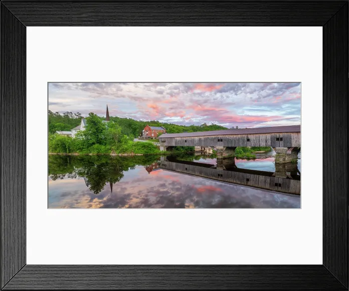 Framed Print : Reflection of Bath Covered Bridge on the Ammonoosic River, Bath, New Hampshire, USA Framed Print : Reflection of Bath Covered Bridge on the Ammonoosic River, Bath, New Hampshire, USA