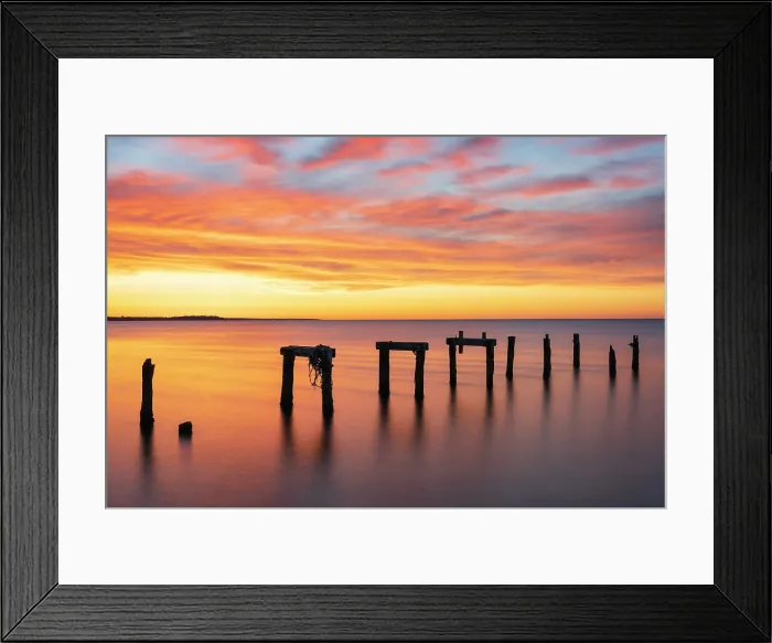 Framed Print : Old pier pillars at sunrise on Cape Cod, Falmouth Heights, Massachusetts, USA Framed Print : Old pier pillars at sunrise on Cape Cod, Falmouth Heights, Massachusetts, USA