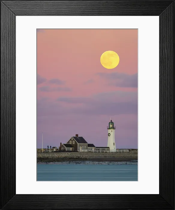 Framed Print : Full moon over Scituate Lighthouse, Scituate, Massachusetts, USA Framed Print : Full moon over Scituate Lighthouse, Scituate, Massachusetts, USA