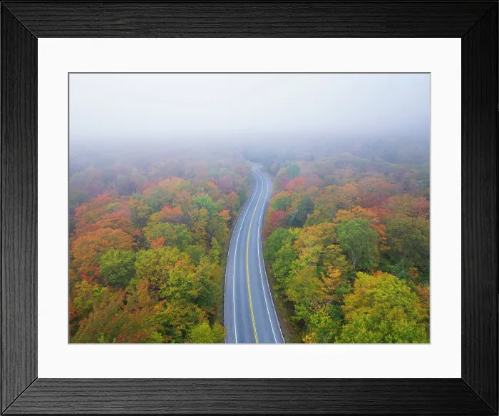 Framed Print : Foggy road in autumn, Dixville Notch, New Hampshire, USA Framed Print : Foggy road in autumn, Dixville Notch, New Hampshire, USA