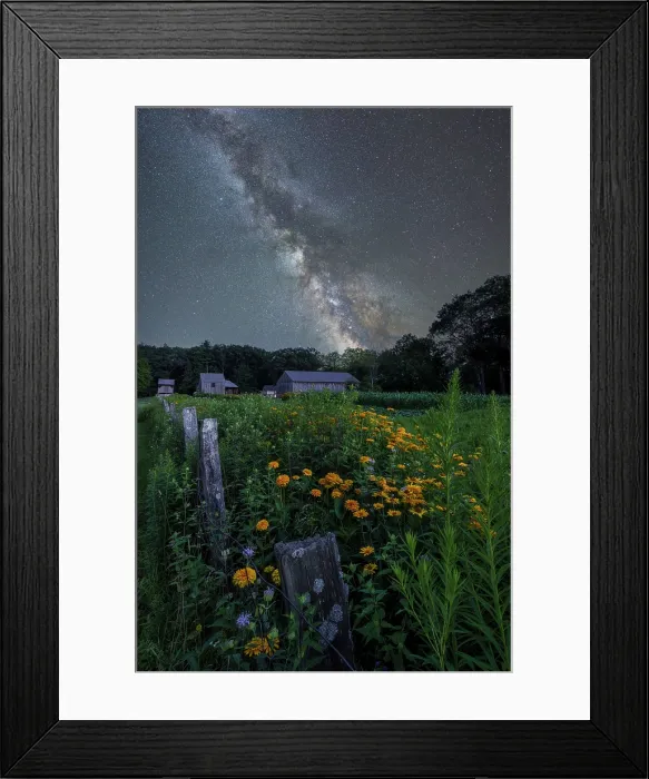 Framed Print : Milky Way over gardens at Muster Field Farm, North Sutton, New Hampshire, USA Framed Print : Milky Way over gardens at Muster Field Farm, North Sutton, New Hampshire, USA