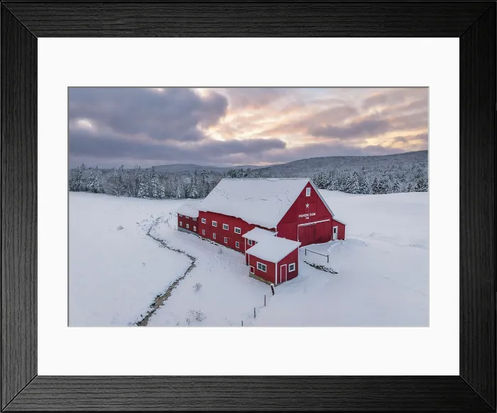 Framed Print : Pioneer Farm at sunset in winter, Columbia, New Hampshire, USA Framed Print : Pioneer Farm at sunset in winter, Columbia, New Hampshire, USA