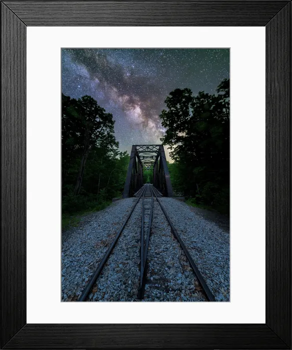 Framed Print : Milky Way over railroad bridge on Sawyer River, White Mountain National Forest, Hart's Location, New Hampshire, USA Framed Print : Milky Way over railroad bridge on Sawyer River, White Mountain National Forest, Hart's Location, New Hampshire, USA