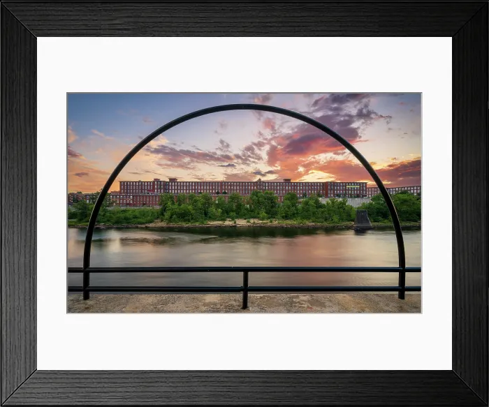 Framed Print : Millyard on the Merrimack River at sunset, Manchester, New Hampshire, USA Framed Print : Millyard on the Merrimack River at sunset, Manchester, New Hampshire, USA
