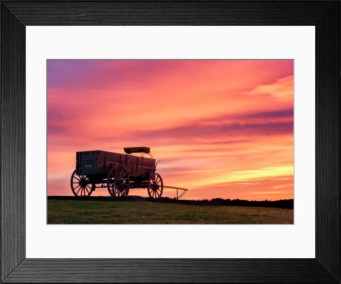 Framed Print : Sunset over old farm wagon, Wagon Hill Farm, Durham, New Hampshire, USA Framed Print : Sunset over old farm wagon, Wagon Hill Farm, Durham, New Hampshire, USA