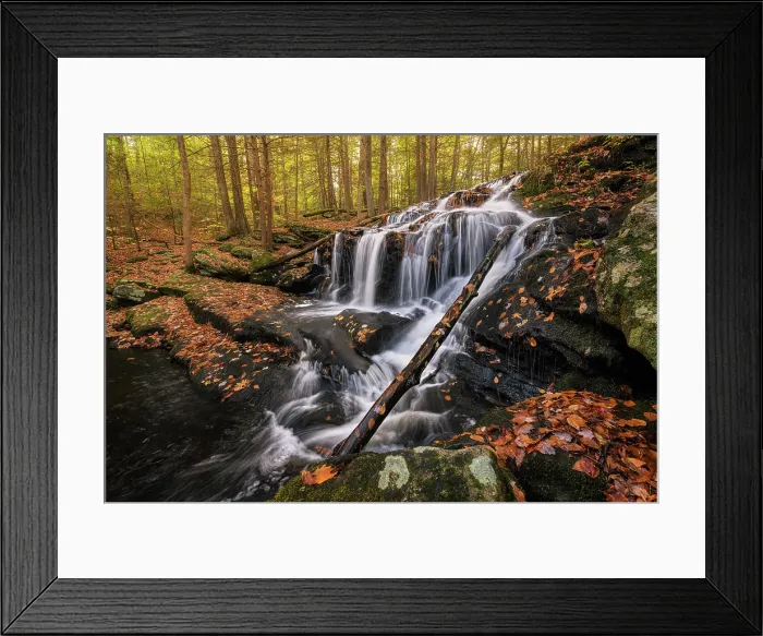 Framed Print : Tucker Brook Falls in autumn, Milford, New Hampshire, USA