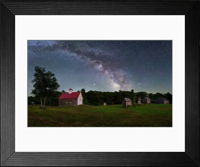 Framed Print : Milky Way arching over Muster Field Farm in North Sutton, New Hampshire, USA Framed Print : Milky Way arching over Muster Field Farm in North Sutton, New Hampshire, USA