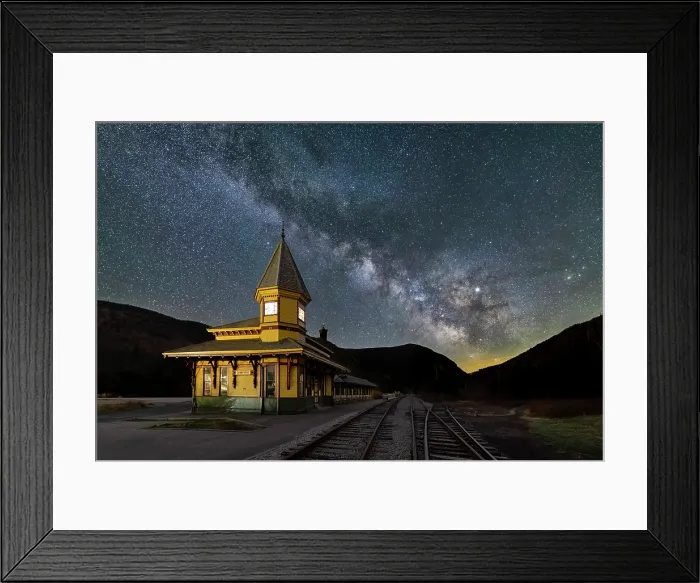 Framed Print : Milky Way over Crawford Notch Depot, White Mountain National Forest, Carroll, New Hampshire, USA Framed Print : Milky Way over Crawford Notch Depot, White Mountain National Forest, Carroll, New Hampshire, USA