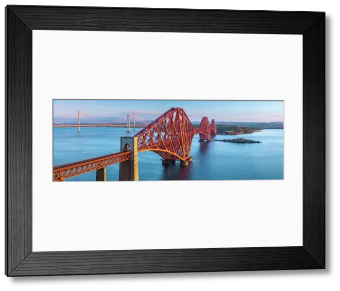 Framed Print : UK, Scotland, Lothian, Edinburgh, Queensferry, Forth Bridge with Forth Road Bridge and Queensferry Crossing Bridge beyond Framed Print : UK, Scotland, Lothian, Edinburgh, Queensferry, Forth Bridge with Forth Road Bridge and Queensferry Crossing Bridge beyond