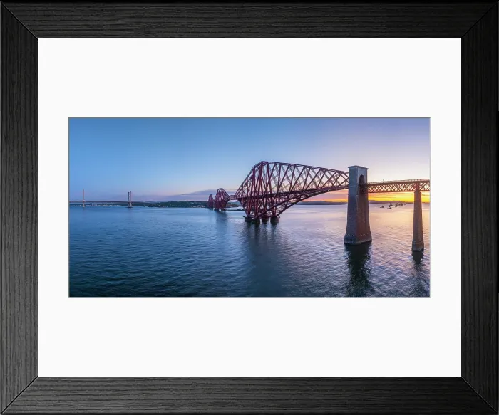 Framed Print : UK, Scotland, Lothian, Near Edinburgh, Queensferry, Forth Bridge with Forth Road Bridge and Queensferry Crossing Bridge to the left Framed Print : UK, Scotland, Lothian, Near Edinburgh, Queensferry, Forth Bridge with Forth Road Bridge and Queensferry Crossing Bridge to the left