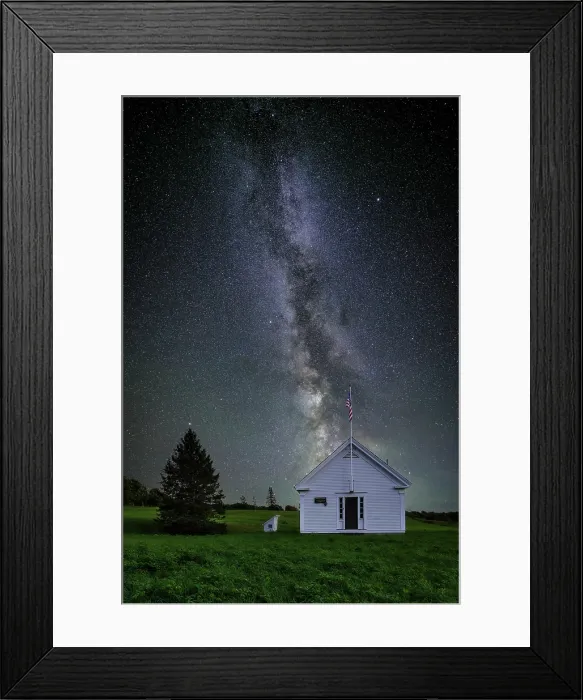 Framed Print : Milky Way over the old Walbridge Schoolhouse, Green Mountains, Cabot, Vermont, USA
