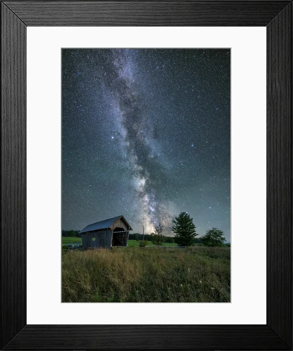 Framed Print : Milky Way over the A.M.Foster Bridge, Green Mountains, Cabot, Vermont, USA Framed Print : Milky Way over the A.M.Foster Bridge, Green Mountains, Cabot, Vermont, USA