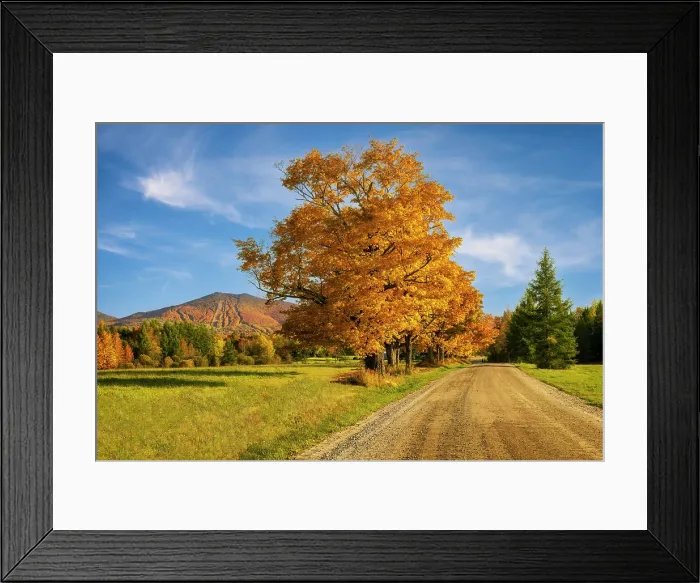 Framed Print : Country road in autumn with Burke Mountain, Greem Mountains, Burke, Vermont, USA Framed Print : Country road in autumn with Burke Mountain, Greem Mountains, Burke, Vermont, USA