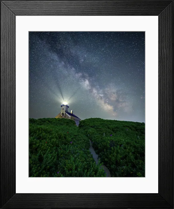 Framed Print : Milky Way over North Light on Block Island, Rhode Island, USA