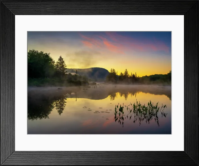Framed Print : Sunrise reflection at Turtlehead Pond, Green Mountains, Marshfield, Vermont, USA Framed Print : Sunrise reflection at Turtlehead Pond, Green Mountains, Marshfield, Vermont, USA
