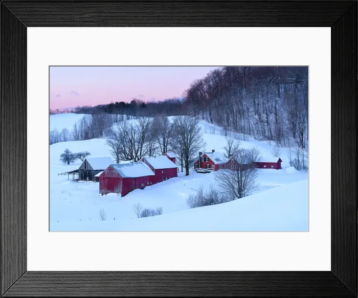 Framed Print : Winter dawn at Jenne Farm, Green Mountains, Reading, Vermont, USA