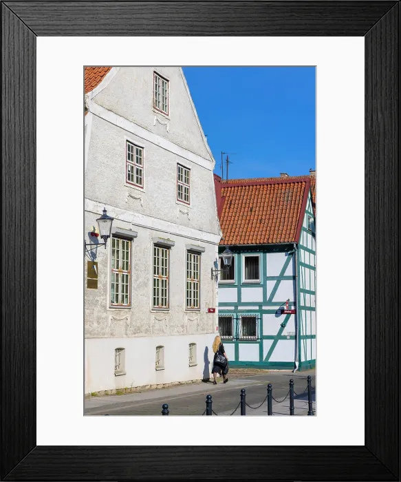 Framed Print : Fachwerk Styled Traditional Buildings, Klaipeda, Lithuania Framed Print : Fachwerk Styled Traditional Buildings, Klaipeda, Lithuania