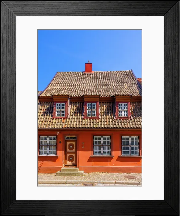 Framed Print : Shops in Traditional Germanic Architecture, Klaipeda, Lithuania Framed Print : Shops in Traditional Germanic Architecture, Klaipeda, Lithuania