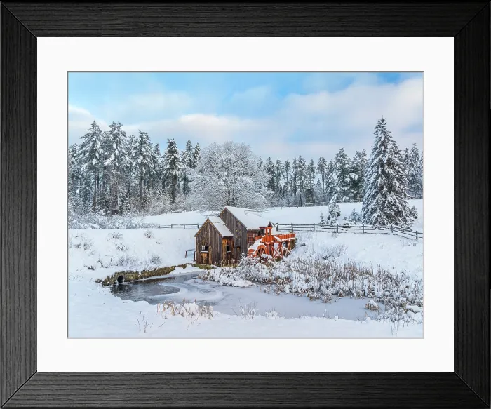 Framed Print : The Old Guildhall Grist Mill in winter, Northeast Kingdom, Guilhall, Vermont, USA Framed Print : The Old Guildhall Grist Mill in winter, Northeast Kingdom, Guilhall, Vermont, USA