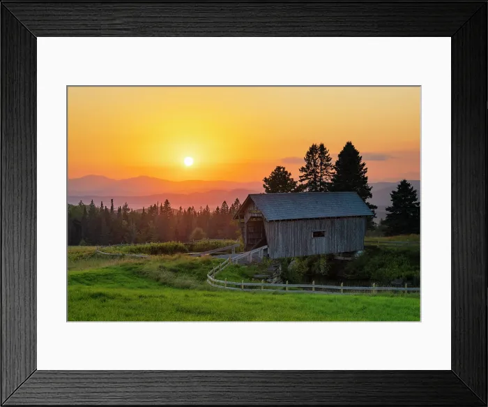 Framed Print : Haze over the A.M. Foster Bridge at sunset, Green Mountains, Cabot, Vermont, USA Framed Print : Haze over the A.M. Foster Bridge at sunset, Green Mountains, Cabot, Vermont, USA