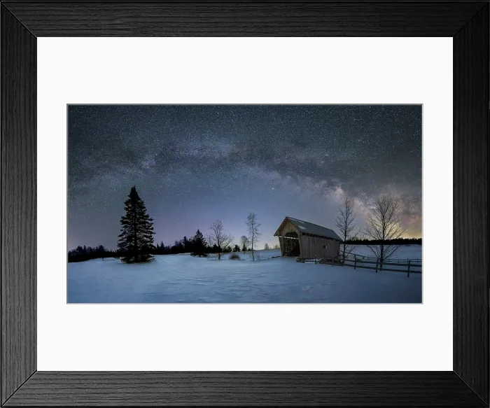 Framed Print : Milky Way arch over the A.M. Foster Bridge in winter, Green Mountains, Cabot, Vermont, USA Framed Print : Milky Way arch over the A.M. Foster Bridge in winter, Green Mountains, Cabot, Vermont, USA