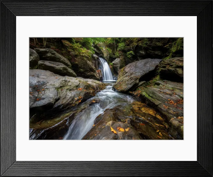 Framed Print : Bingham Falls in autumn, Stowe, Vermont, USA